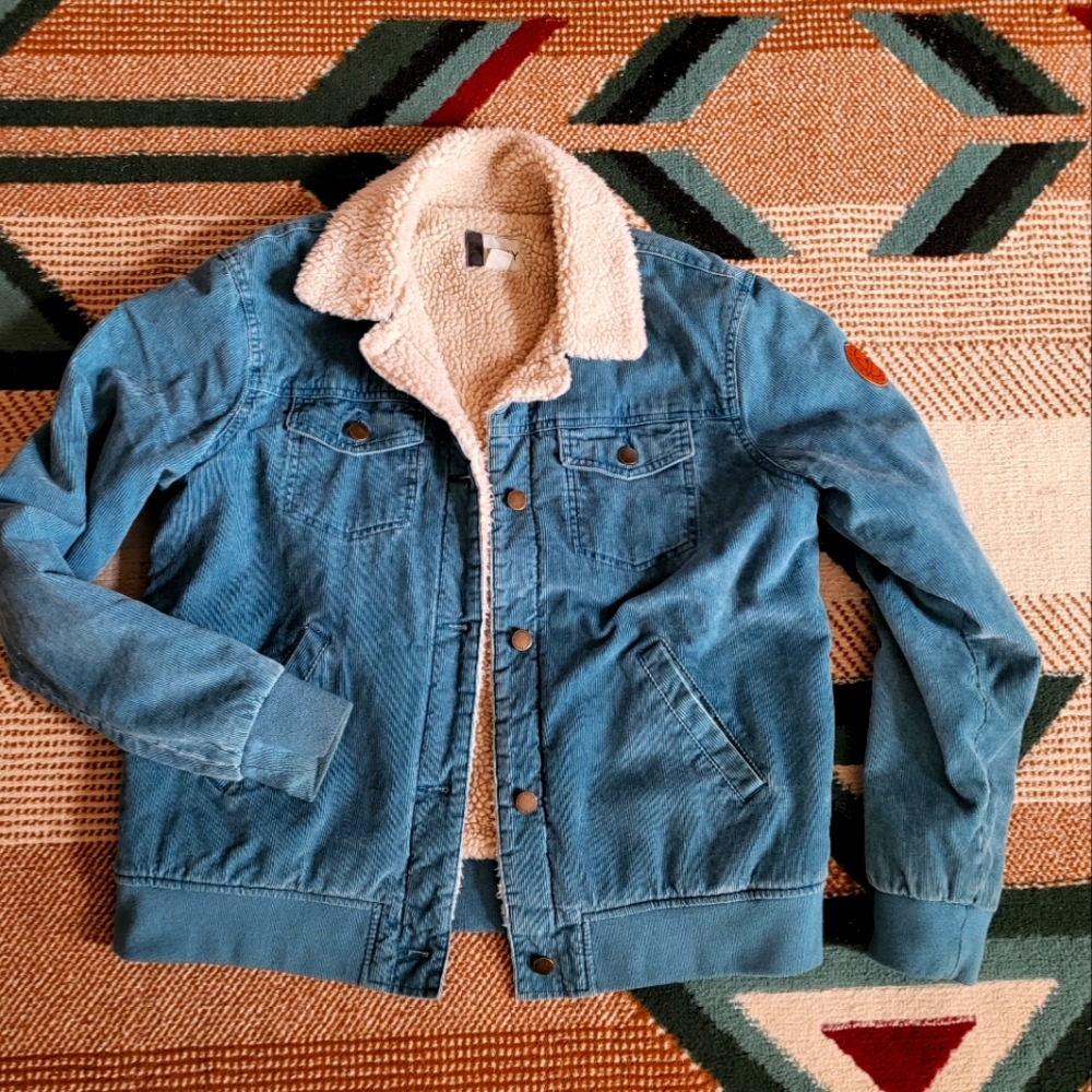 Blue Roxy Corduroy Jacket with Sherpa Lining M